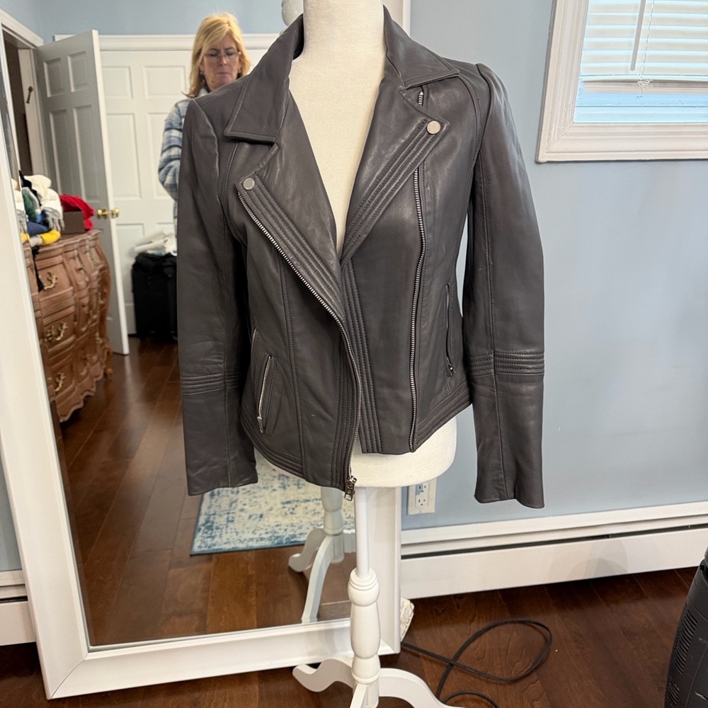 Michael Kors Charcoal Leather Jacket